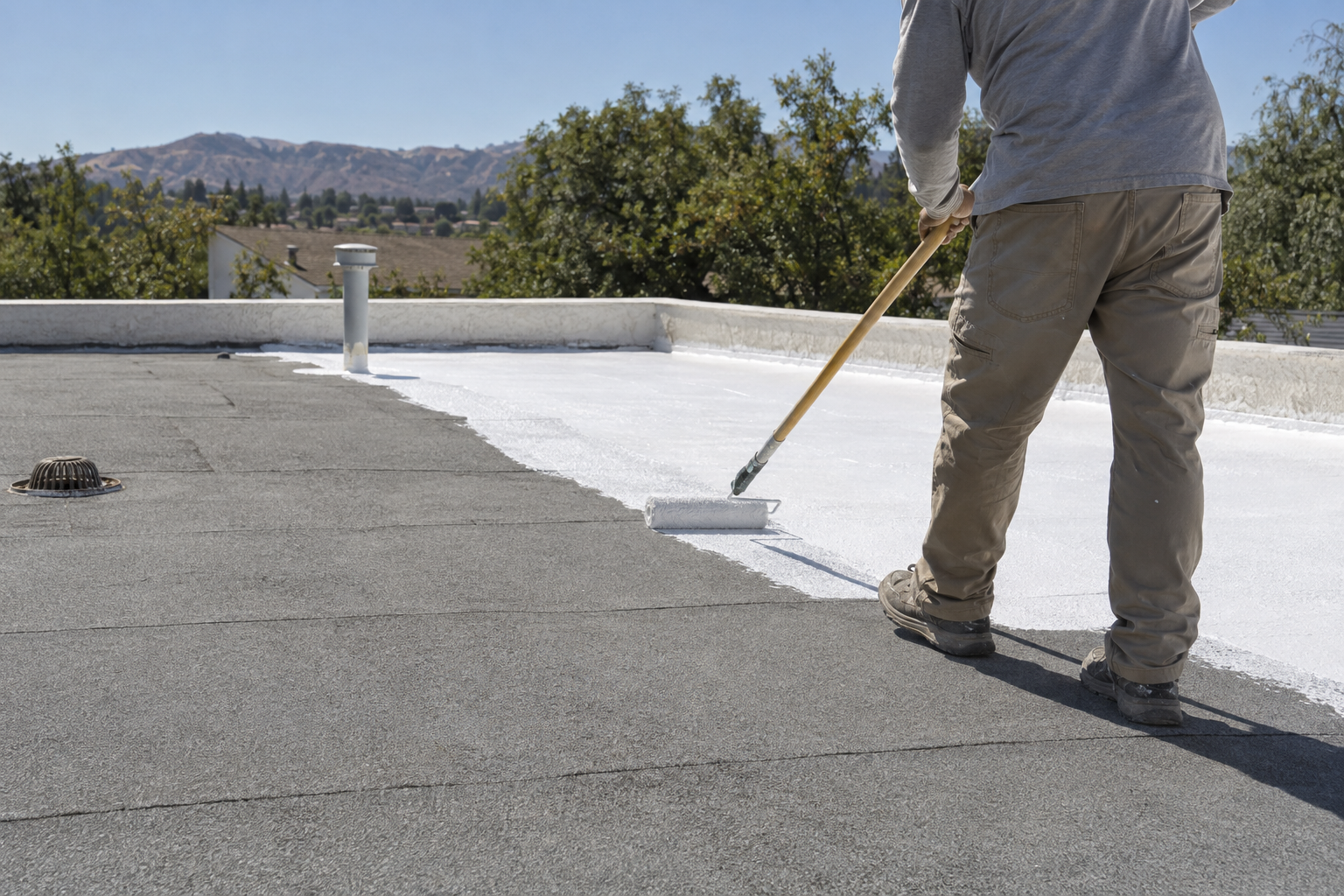 roof coating on a Santa Barbara flat roof