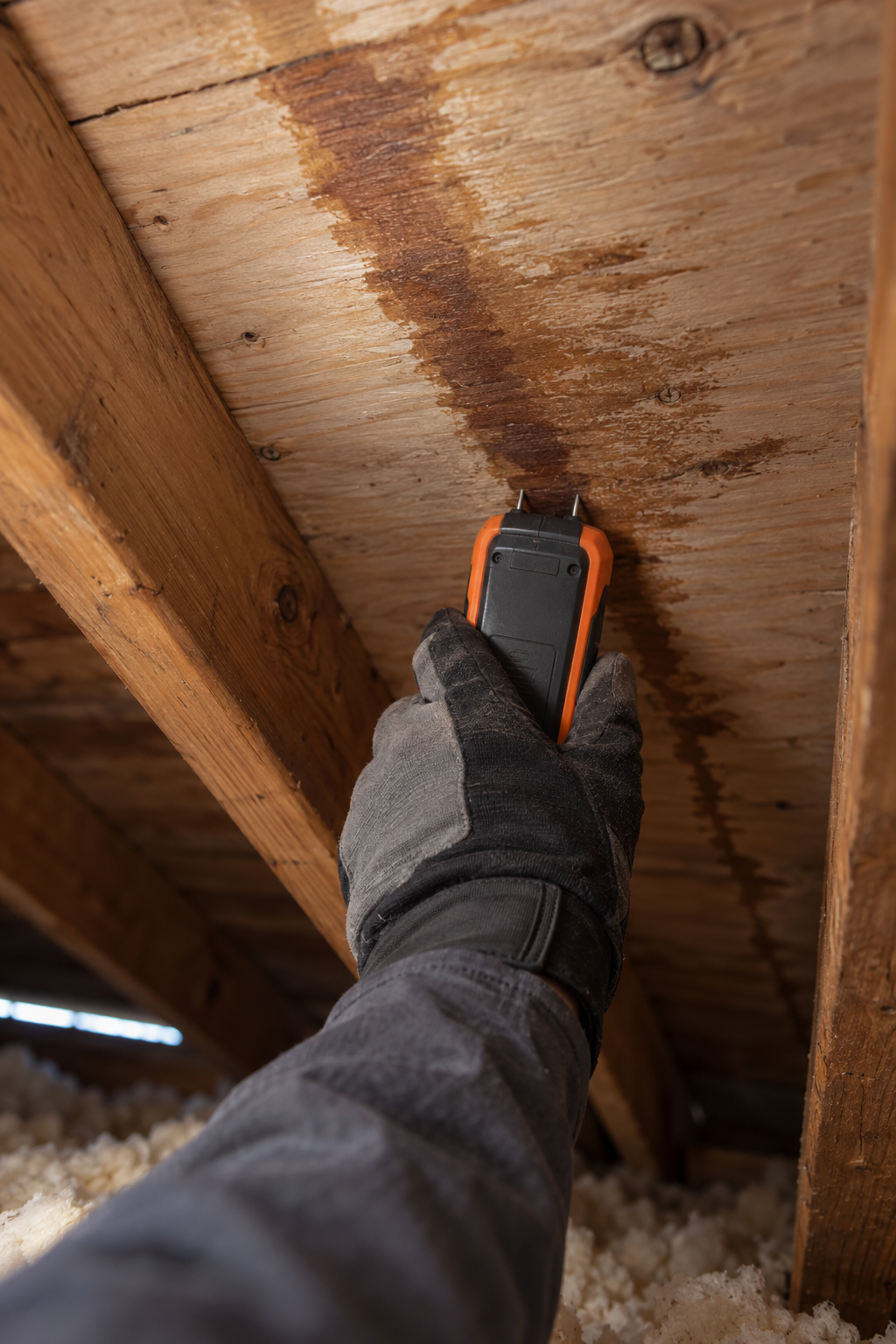 roof leak repair tracing a Santa Barbara shingle roof