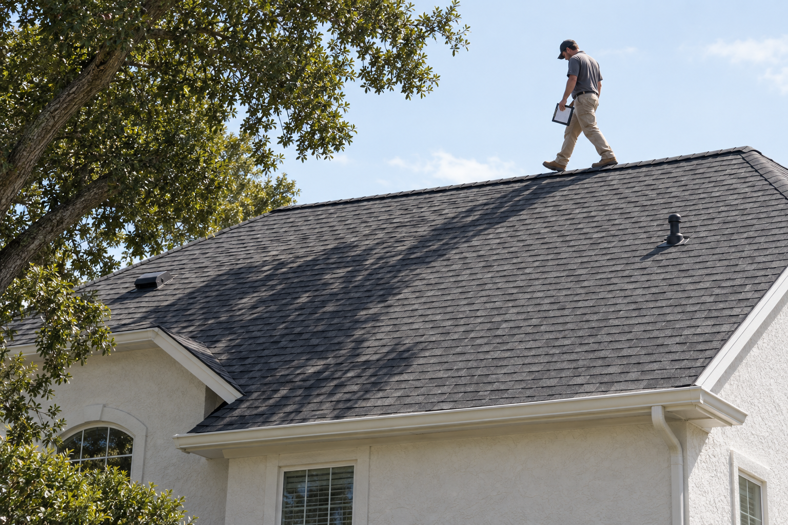 roofer on a Santa Barbara asphalt shingle roof