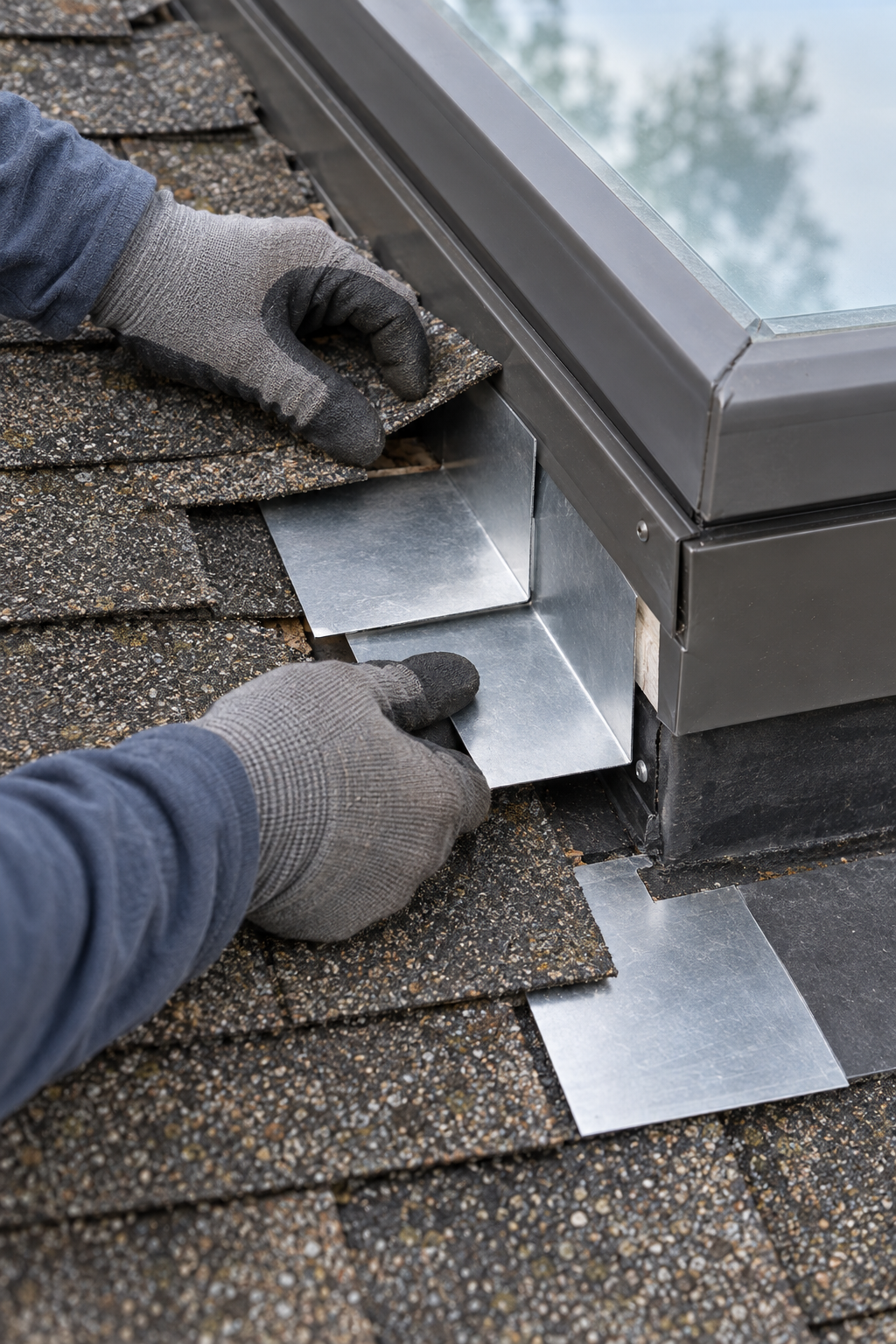 skylight repair flashing on a Santa Barbara roof